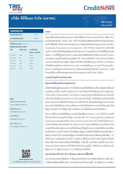 TRIS Rating บริษัท ทีทีซีแอล จำกัด (มหาชน)