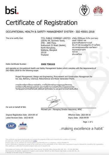 ISO 45001:2018 Certificate