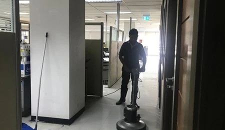 Scrubbing office floors